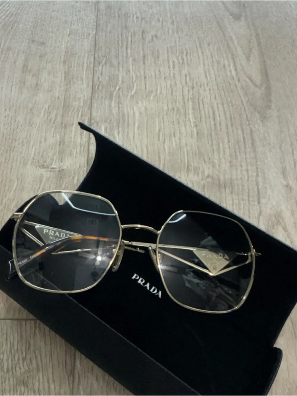 Prada Women's Gold Hexagonal Metal Glasses. Like new . 100% authentic